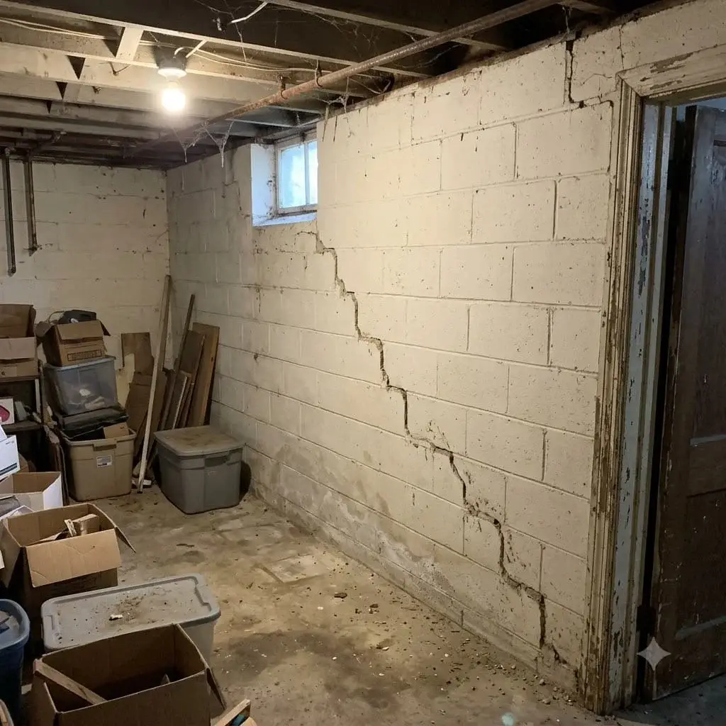 Stair-step crack in a block basement wall